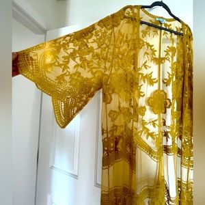 Beautiful Golden / Mustard Yellow Embroidered Kimono (s)